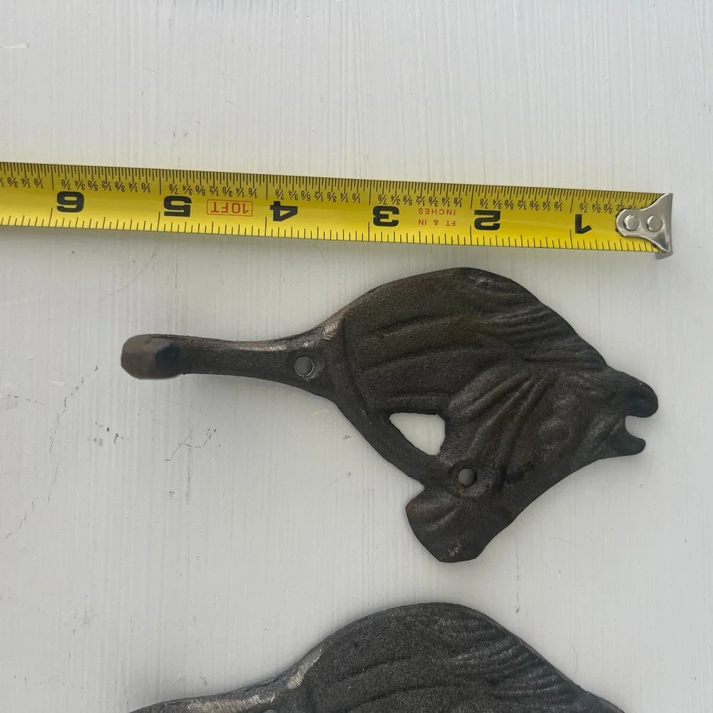 Cast Iron Set‎ of Horse Wall Hooks Western Farmhouse Rustic Equestrian Country